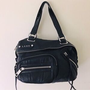 VINTAGE L.A.M.B. Gwen Stefani Black Leather Satchel Handbag